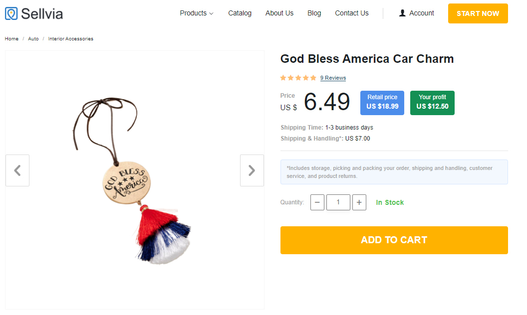 How to dropship car accessories: Patriotic car charm 
