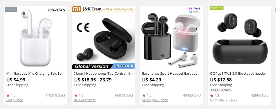 a picture showing TWS earphones to sell online