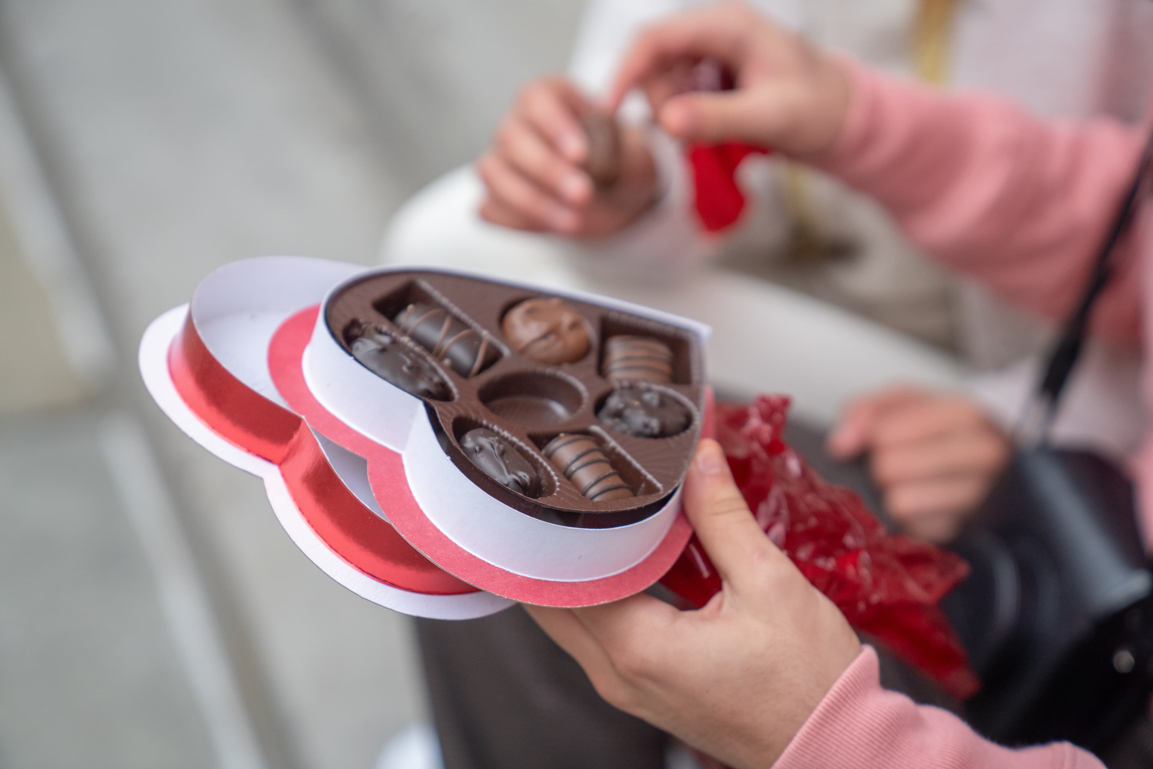 heart-shaped box of valentines day chocolates