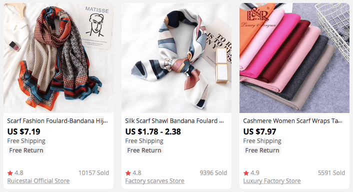 Colorful head scarves popular among AliExpress buyers - a new dropshipping niche idea for 2021